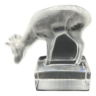 Daim Sculpture in Frosted Glass by René Lalique for Lalique, 1970s For Sale