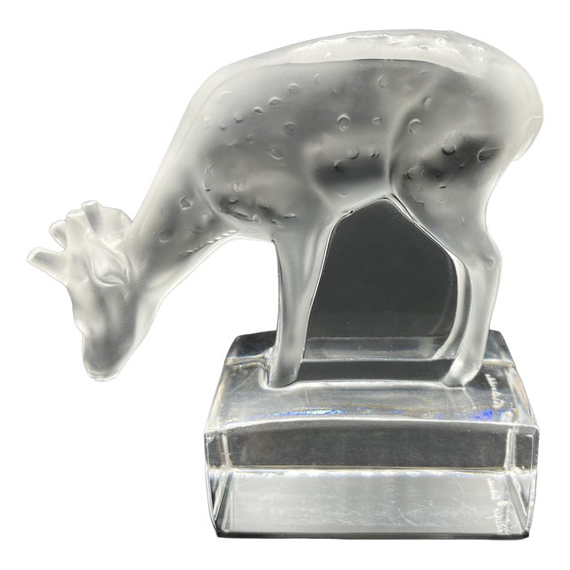 Daim Sculpture in Frosted Glass by René Lalique for Lalique, 1970s For Sale