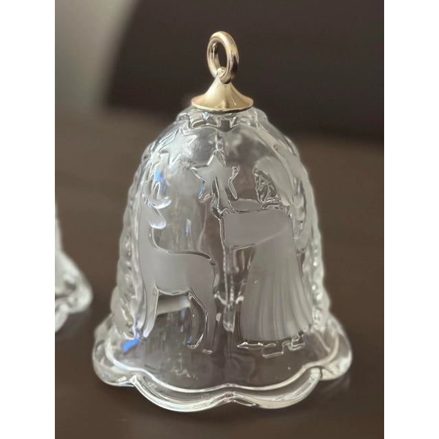 Vintage Mikasa Embossed & Frosted Christmas/Holiday Themed Bells- a Pair For Sale - Image 10 of 12