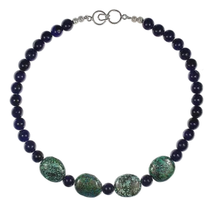 Ajd 17 Inch Blue Agate and Turquoise Nugget Great Gift