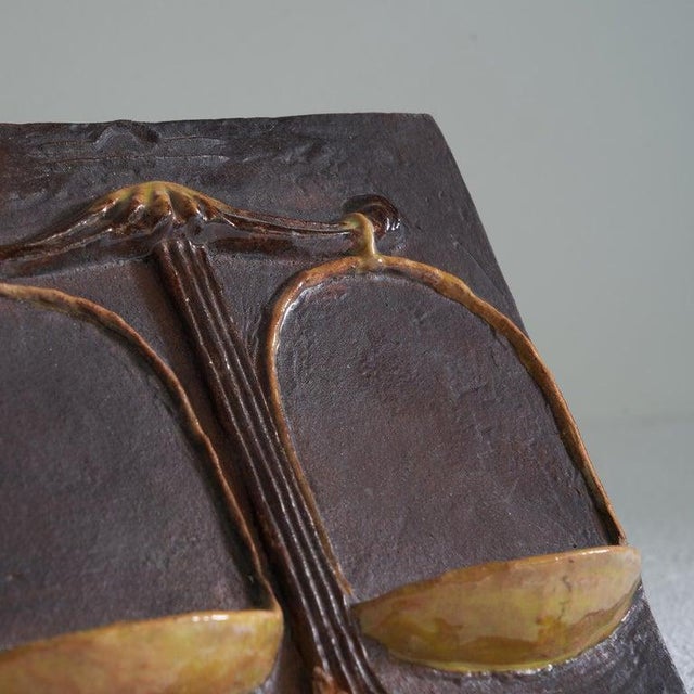 Zodiac Studio Pottery Tile Scales by Vladimír David for Jihokera Bechyně, 1960s For Sale - Image 3 of 6