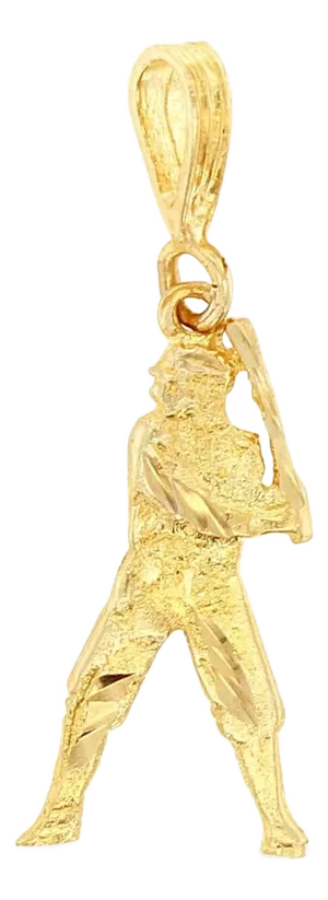 Baseball Player Swinging Stance with Diamond Cuts 14k Yellow Gold