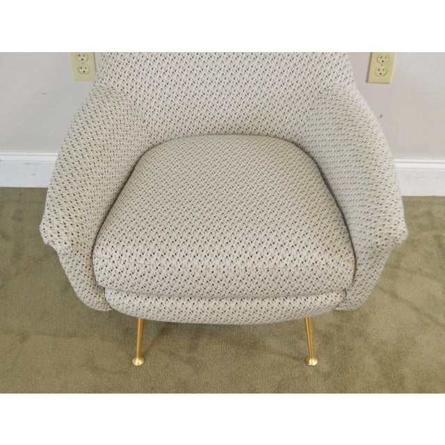 White Modern Design Brass Leg Lounge Chair For Sale - Image 8 of 12