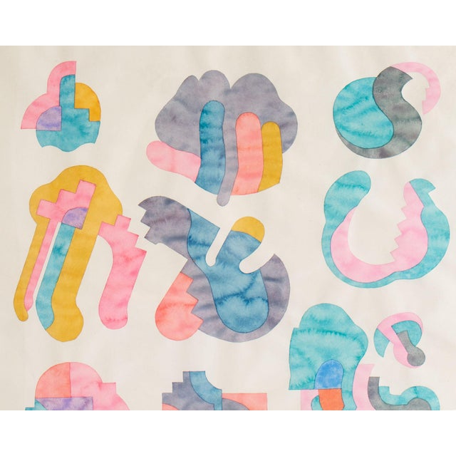Postmodern 1969 “Discordant Shapes” Watercolor Painting by William Itter For Sale - Image 3 of 9