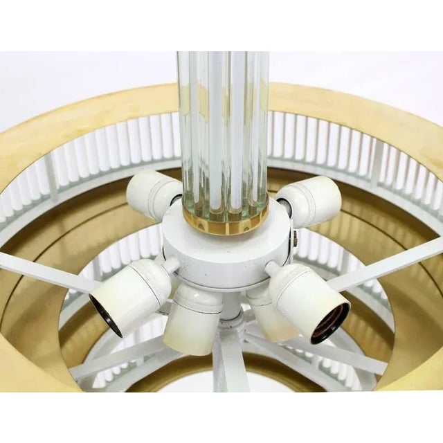 Mid-Century Modern Glass and Brass Three-Tier Light Fixture For Sale - Image 9 of 10