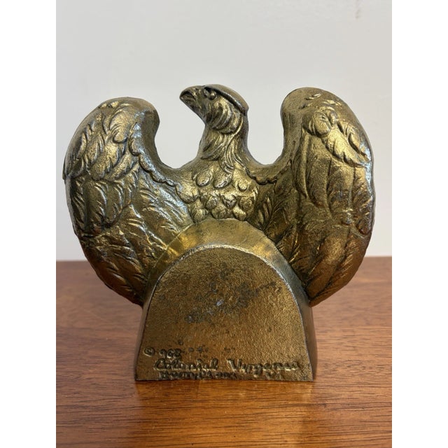 Traditional Vintage 1776 Brass Bald Eagle Bookend American Patriotic Federal Decor For Sale - Image 3 of 14