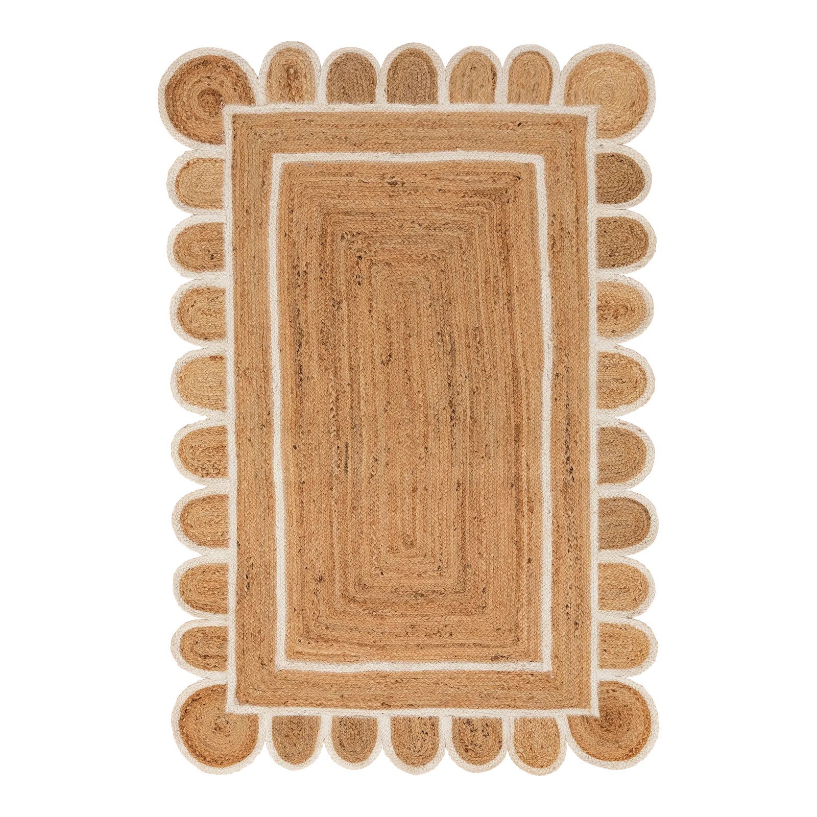 Scallop White Jute Scallop Hand Made Rug 8x20 Ft. | Chairish