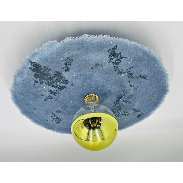 Blue Resin & Brass Ceiling Light by Luca for Fermaluce, Italy 2022 For Sale In Los Angeles - Image 6 of 15