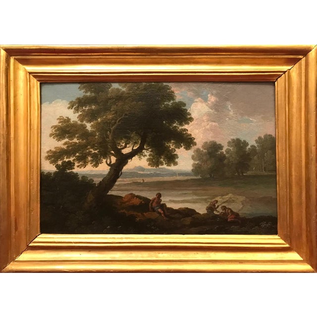 Andrea Locatelli, Landscape with Fisherman, 18th Century, Oil on Canvas, Framed For Sale - Image 4 of 4