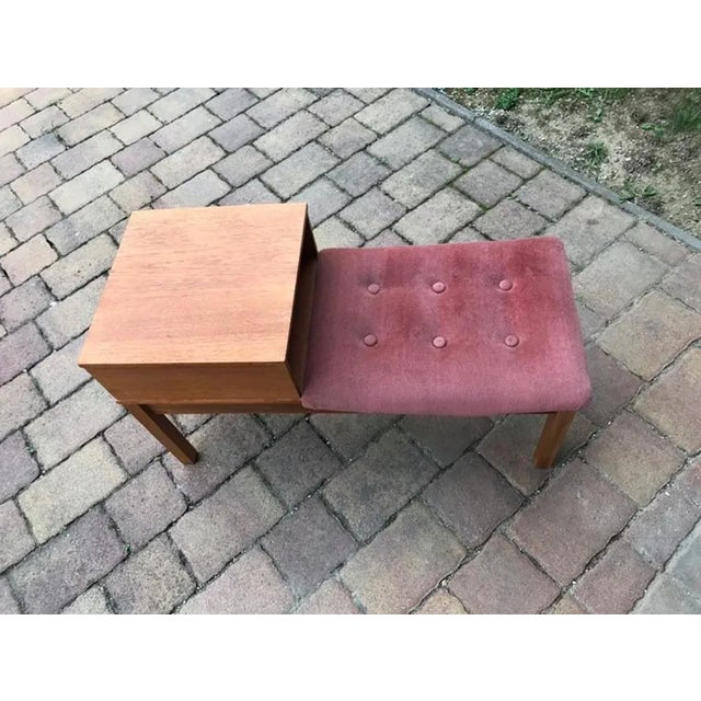 Mid century telephone seat or hall table teak retro vintage. Condition is used.