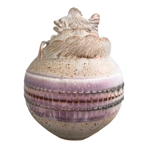 1980s Handcrafted Studio Pottery Lidded Jar With Fish Finial – Signed “Dragm”