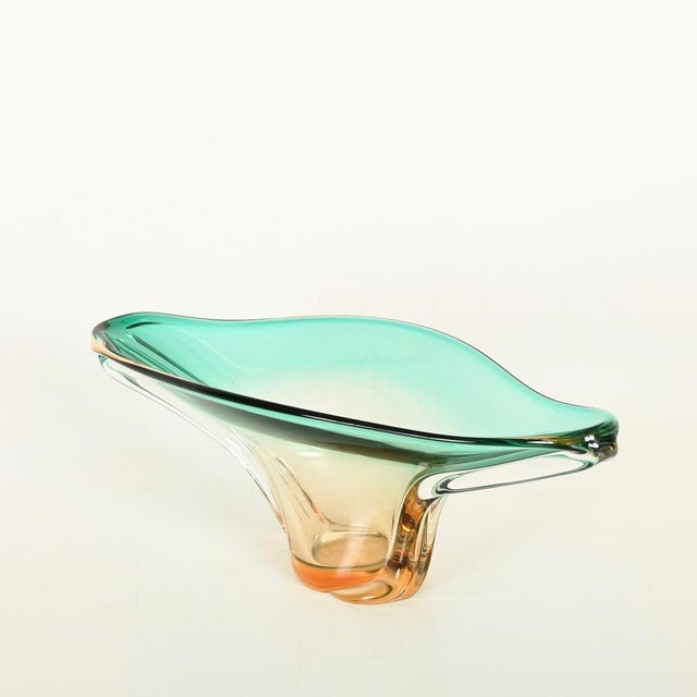 1960s Large Centerpiece in Emerald and Amber Murano Glass attributed to Flavio Poli, Italy, 1960s For Sale - Image 5 of 12