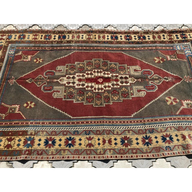 Vintage Anatolian Red Wool Rug For Sale - Image 4 of 9