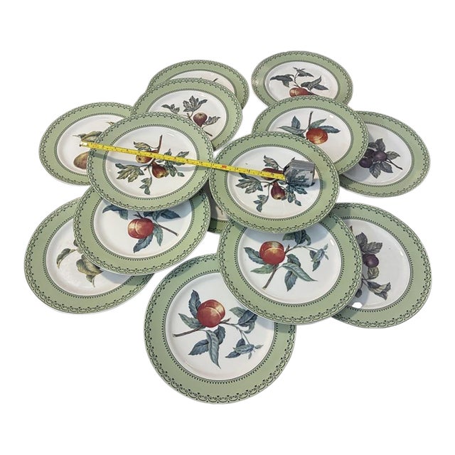 1980s Andrea by Sadek Winterthur Adaptation Botanical Dinner Plates – Set of 14 For Sale