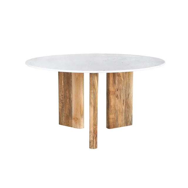 Matthew Izzo Home Essence Round Dining Table With Pine Base and White Marble Top For Sale - Image 4 of 5