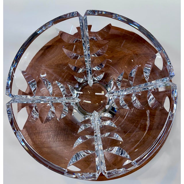 Vintage Orrefors Gunnar Cyrén Signed Leaf-Cut 10" Crystal Bowl, Sweden For Sale In Los Angeles - Image 6 of 9