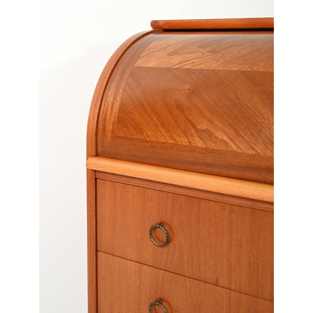 Wood Secretary with Decorated Turned Legs, 1950s For Sale - Image 7 of 9