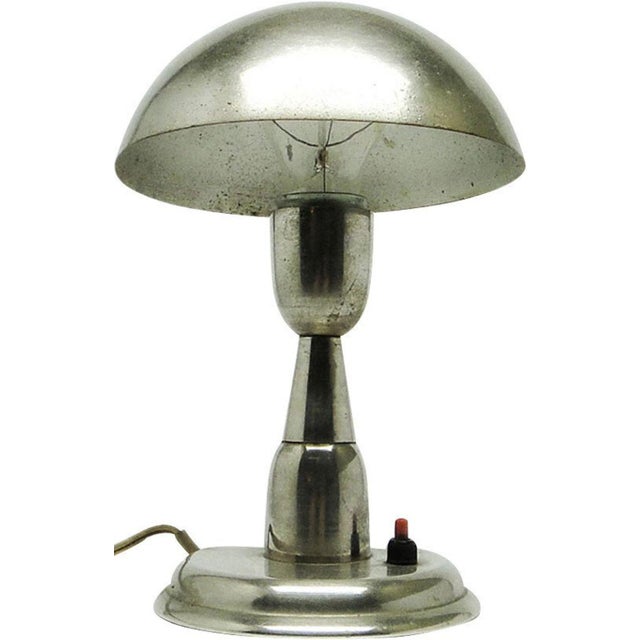 Metal Art Deco Table Lamp by A. Gałecki, Poland, 1960s For Sale - Image 7 of 7