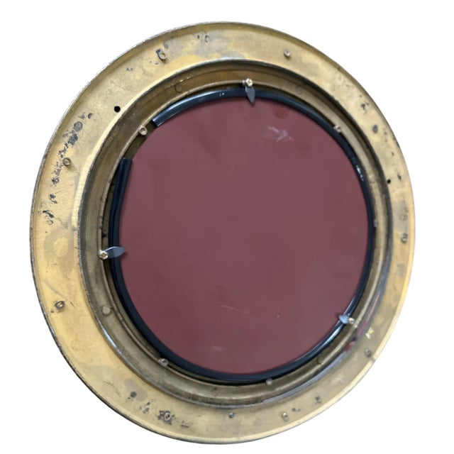 Ralph Lauren Vintage Brass Porthole Mirror Äî 11.5Äù Round Nautical Wall Mirror For Sale - Image 4 of 6