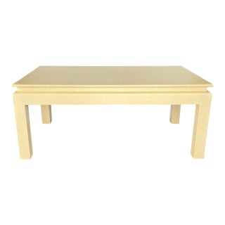 Vintage Pale Yellow Grasscloth Cocktail Table in the Style of Springer For Sale