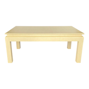Vintage Pale Yellow Grasscloth Cocktail Table in the Style of Springer
