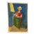 Vintage Original Figurative Painting Woman Reading Newspaper Oil Pastel on Paper, Unknown Artist For Sale