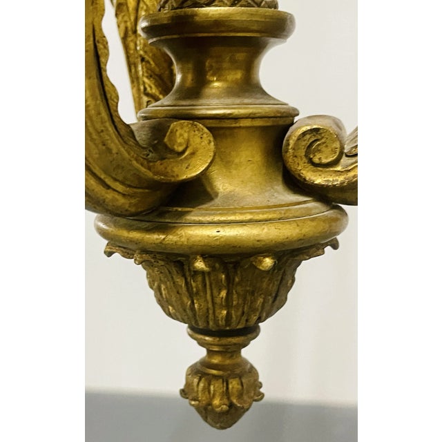 Louis XVI 19th Century Dore Bronze Chandelier, Six Light, Estate Item For Sale - Image 12 of 13