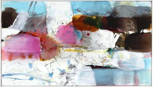 "Blooming Landscape" Contemporary Original Abstract Acrylic Painting by Greet Helsen, Framed