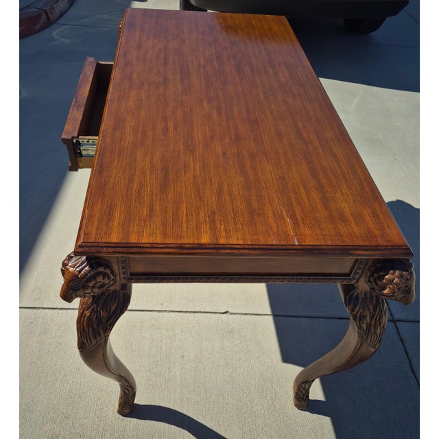 Late 20th Century Georgian-Style Carved Wood Writing Desk For Sale In Palm Springs - Image 6 of 17