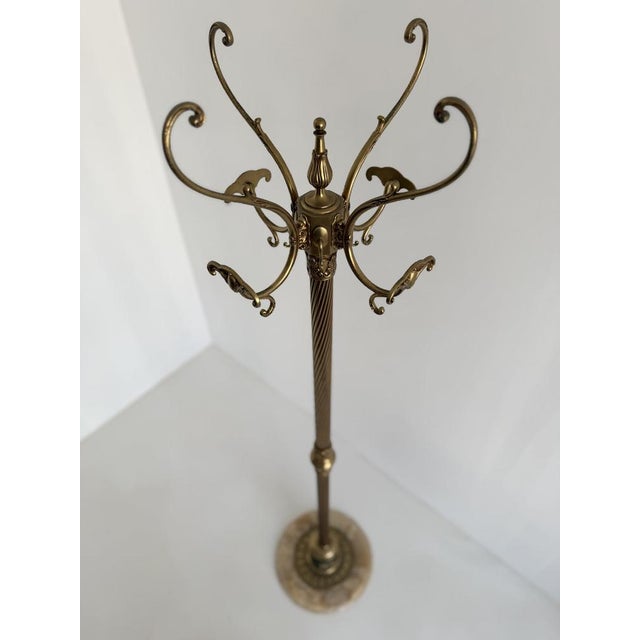 Italian Brass Hall Tree with Onyx Marble Base, 1960s For Sale - Image 10 of 18