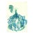 The Blue Green Dress 2 - Abstract Flowy Minimalist Figurative Ink Painting on Paper by Bettina Mauel For Sale