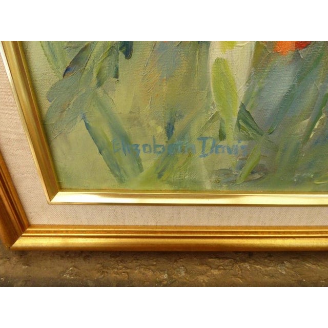 Elizabeth Davies, Floral Still Life, 1980, Oil on Canvas For Sale - Image 3 of 15