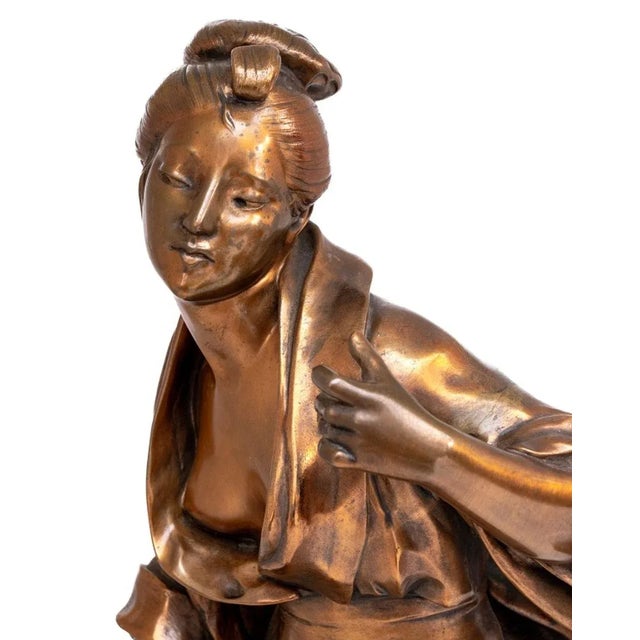 Alfred Desire Lanson (French, 1851-1898) "Geisha" Patinated Bronze Sculpture, late 19th century, cast by Casse & Delpy...