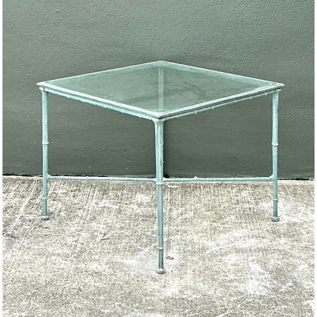 Metal Vintage Cast Aluminum Outdoor Side Table After Brown Jordan For Sale - Image 7 of 12