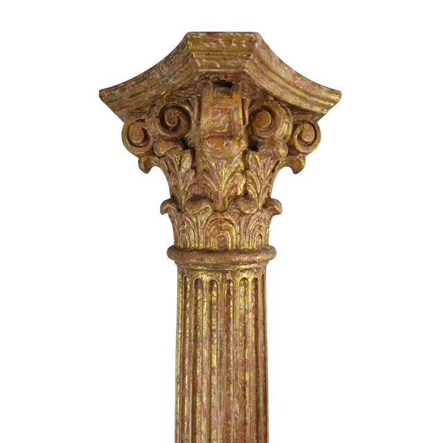 Wood Carved and Gilded Wooden Columns with Figural Bases, 1920, Set of 2 For Sale - Image 7 of 10