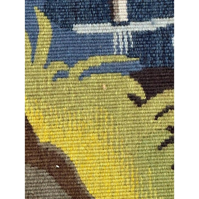 Vintage French Aubusson Tapestry Landscape with Bird, 1950s For Sale - Image 18 of 18