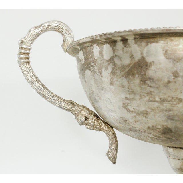 Large Vintage Silverplate Patinated Urn Jardinière For Sale - Image 4 of 5