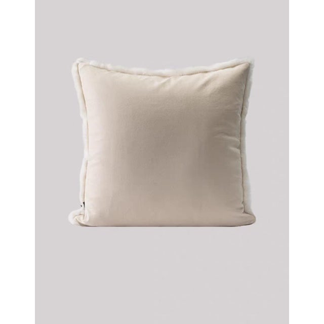 Fluffy and Minimalist Imitation Rabbit Fur Pillow - Filled With Feather Velvet For Sale - Image 4 of 8