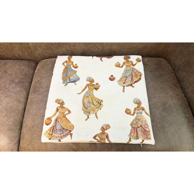 African Pottery Women Jacquard Cushion Cover For Sale - Image 10 of 11