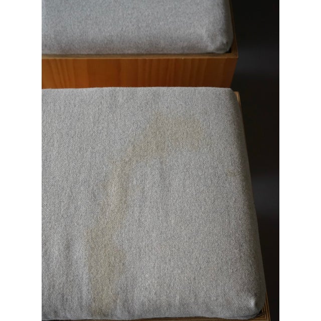 1990s Vintage Plywood Stools with Grey Cushions, 1990s, Set of 4 For Sale - Image 5 of 9