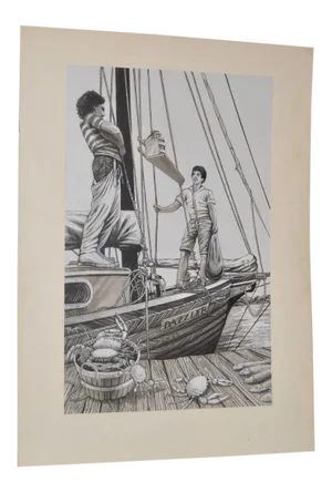 Jack London Book Illustration "The Cruise of the Dazzler" by Peter Thorpe c.1981
