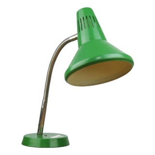 Adjustable Desk Lamp in Green Painted Metal and Chrome-Plated Spiral Arm from TEP, 1970s For Sale