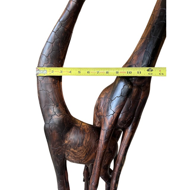 50" Late 20th Century Hand-Carved Solid Wood Giraffe Family Sculpture For Sale - Image 10 of 17