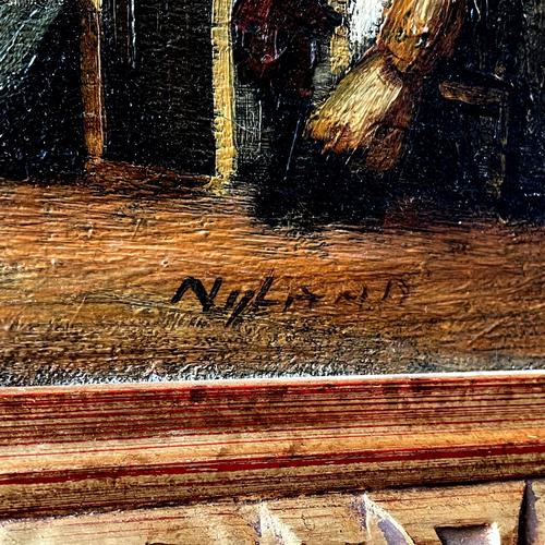 Nijland, Dutch Street Scene, Oil Painting, Framed For Sale - Image 3 of 16