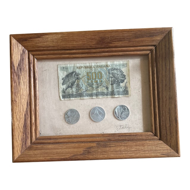 Vintage Framed Italian Currency Memorabilia For Sale