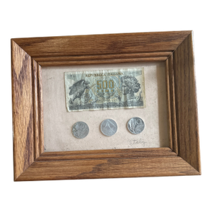Vintage Framed Italian Currency Memorabilia
