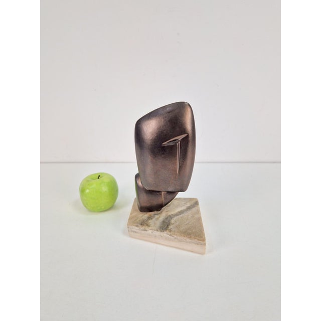 Vintage Abstract Ceramic Sculpture on Marble Base, 1960s For Sale - Image 6 of 9