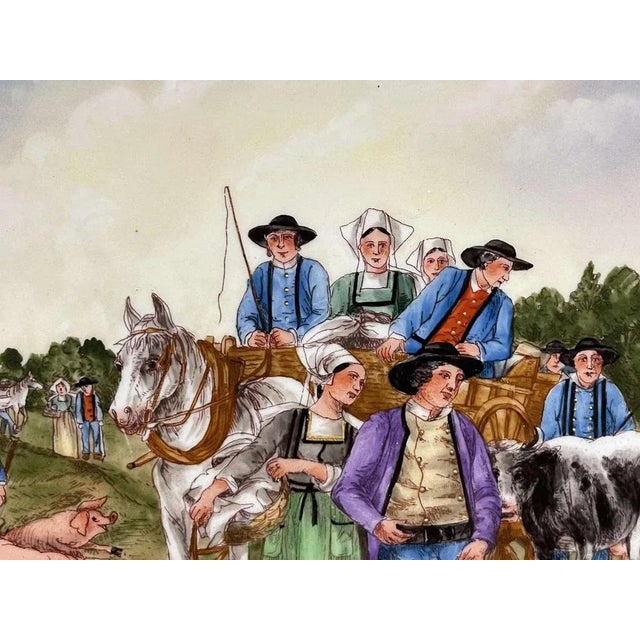 18th Century Porcelain Dish Return of the Fair in Brittany with Limoges Porcelain from Signé F. Merigot For Sale - Image 5 of 10