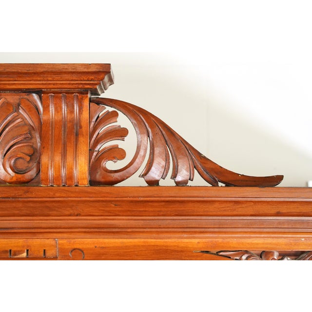 1890s Neoclassical Oversized Carved Cherry Wood Fireplace Mantel For Sale - Image 13 of 16