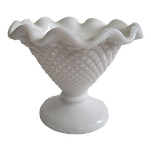 1950s Westmoreland English Hobnail Diamond Pattern Milk Glass Bowl